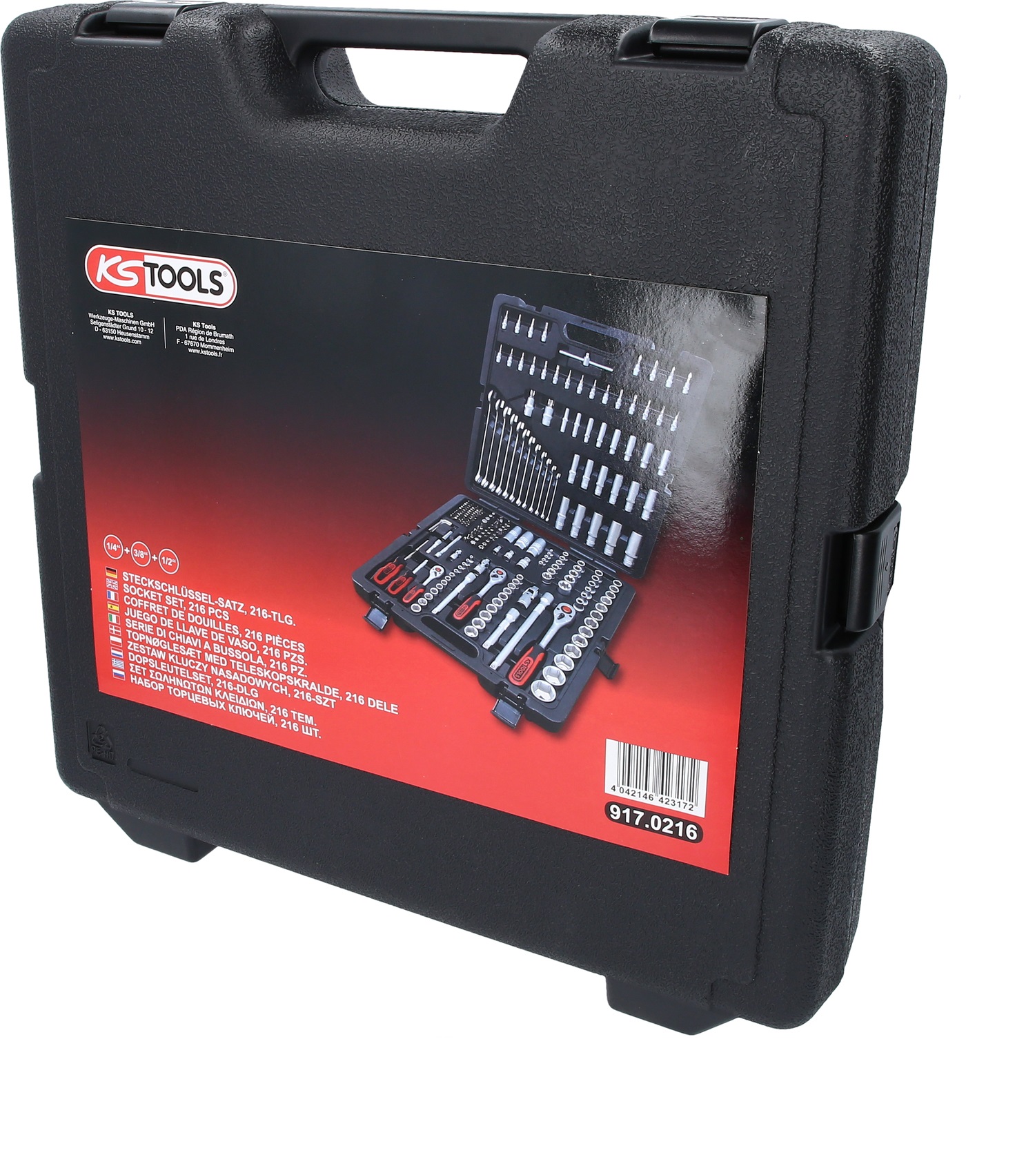 Steckschlüssel-Satz KS TOOLS CLASSIC 1/4"+3/8"+1/2", 216-tlg 917.0216