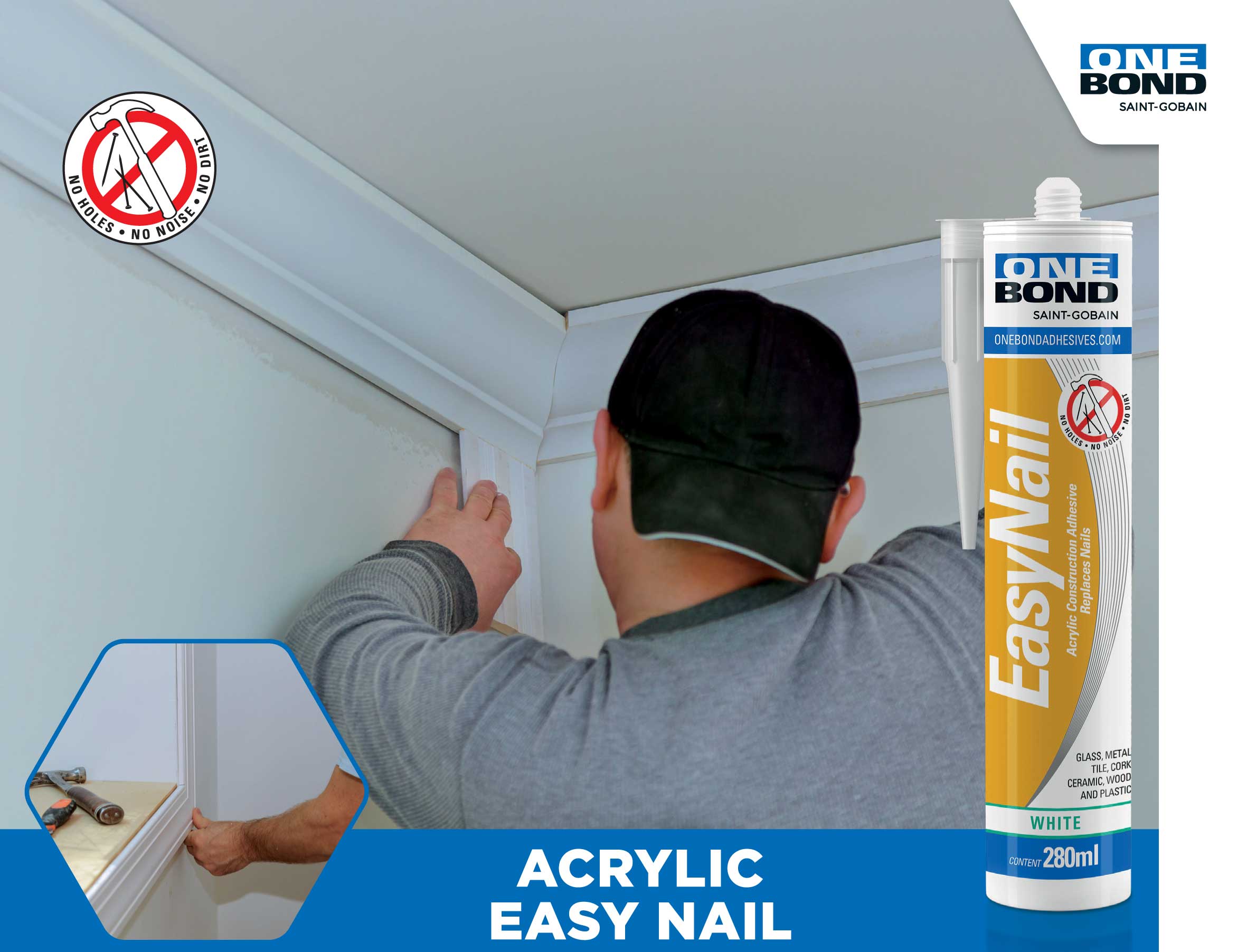 Acrylklebstoff OneBond ACRYLIC EASY NAIL weiss, Kartusche à 280 ml