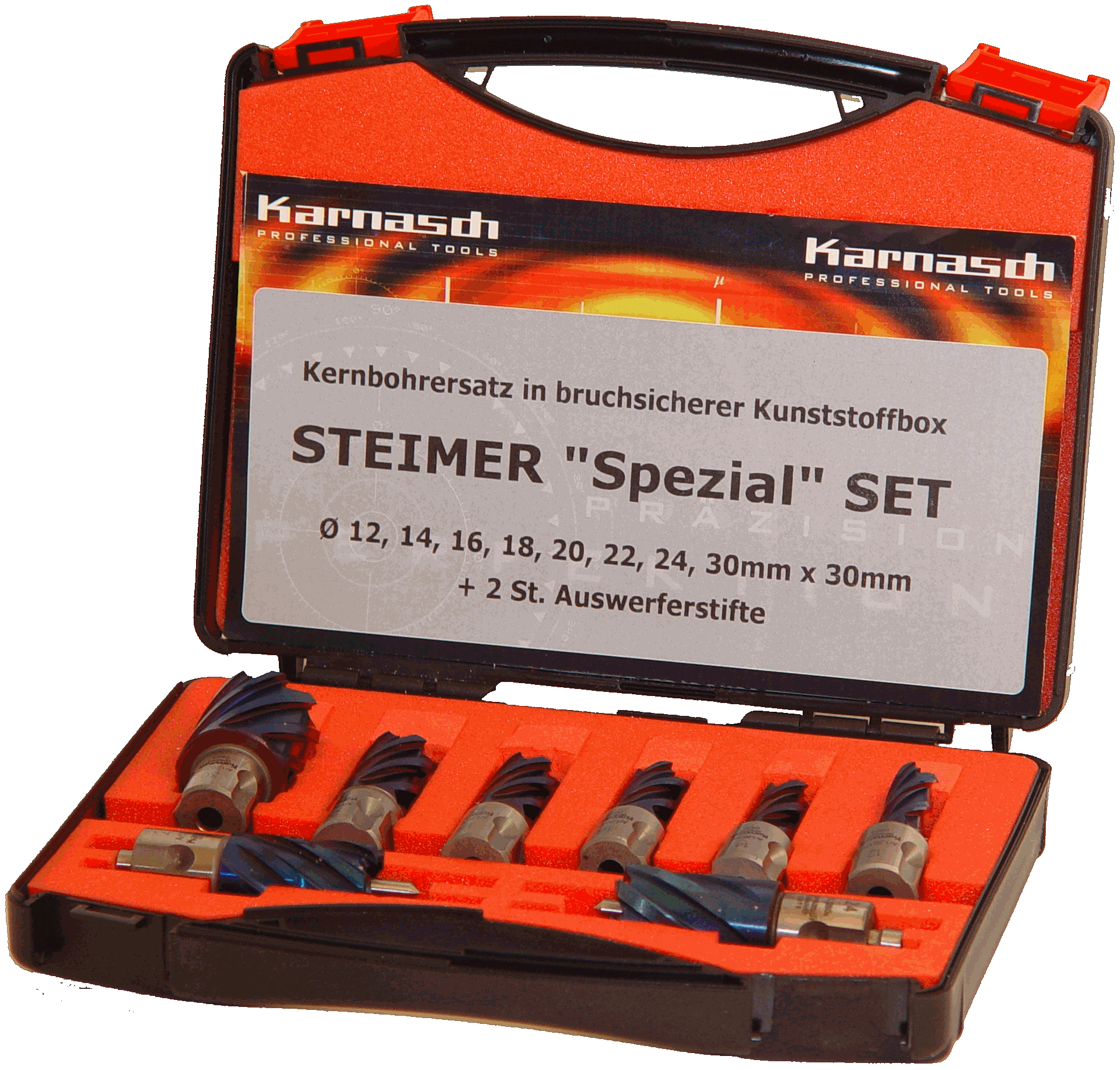 Kernbohrer HSS-XE Durablue STEIMER-Set, Schnitttiefe 30 mm, Weldon 19