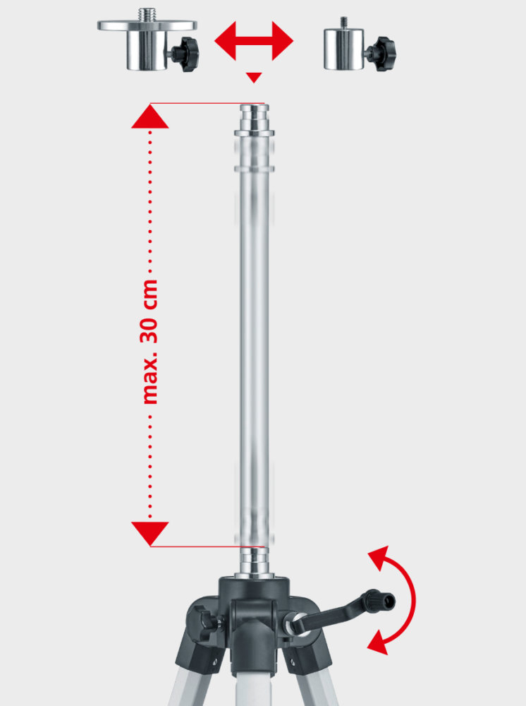 Kurbelstativ variabel mit Wechseladapter 120 cm