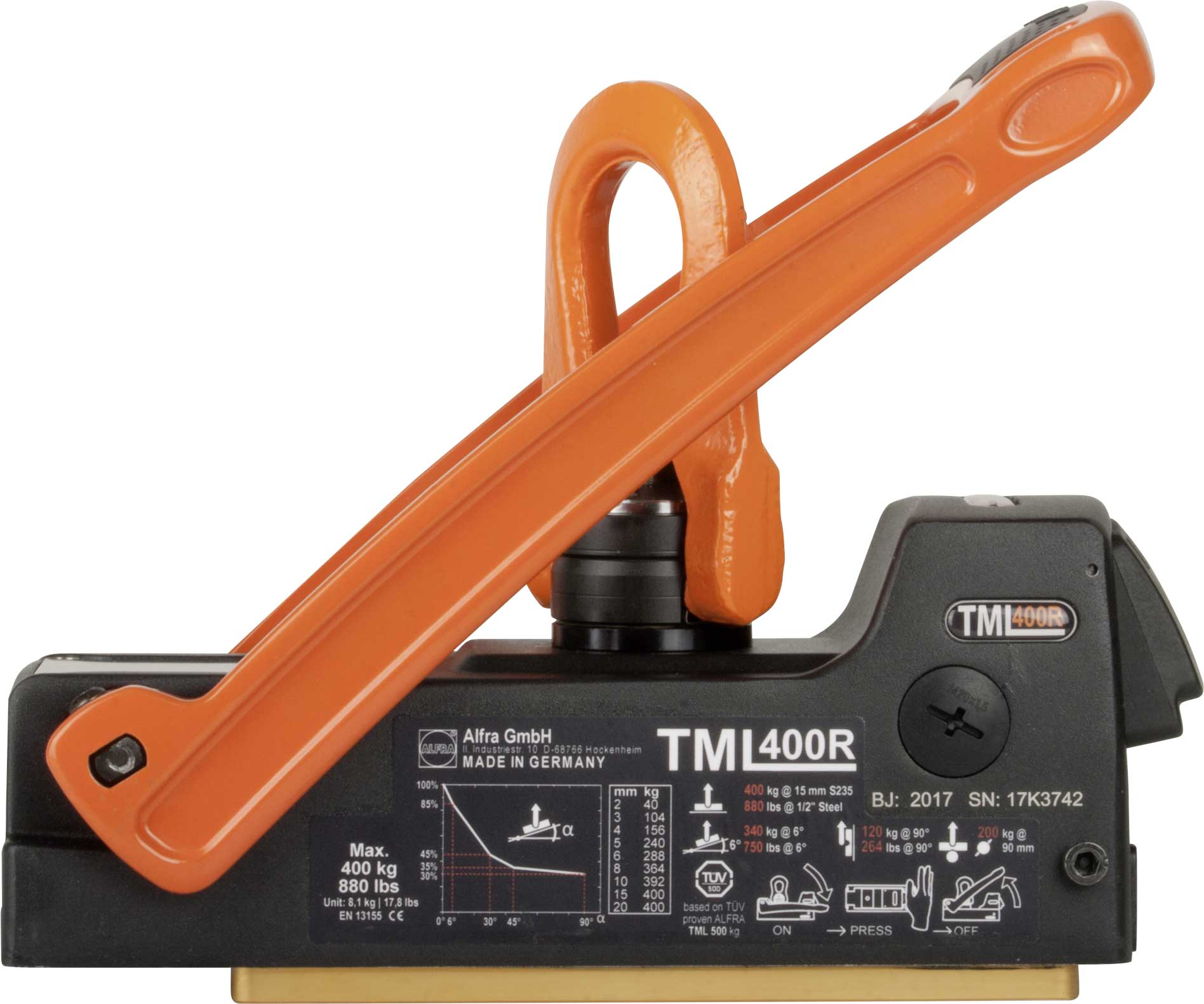 Permanent-Lasthebemagnet für Rohre ALFRA TML 400R 41400.R