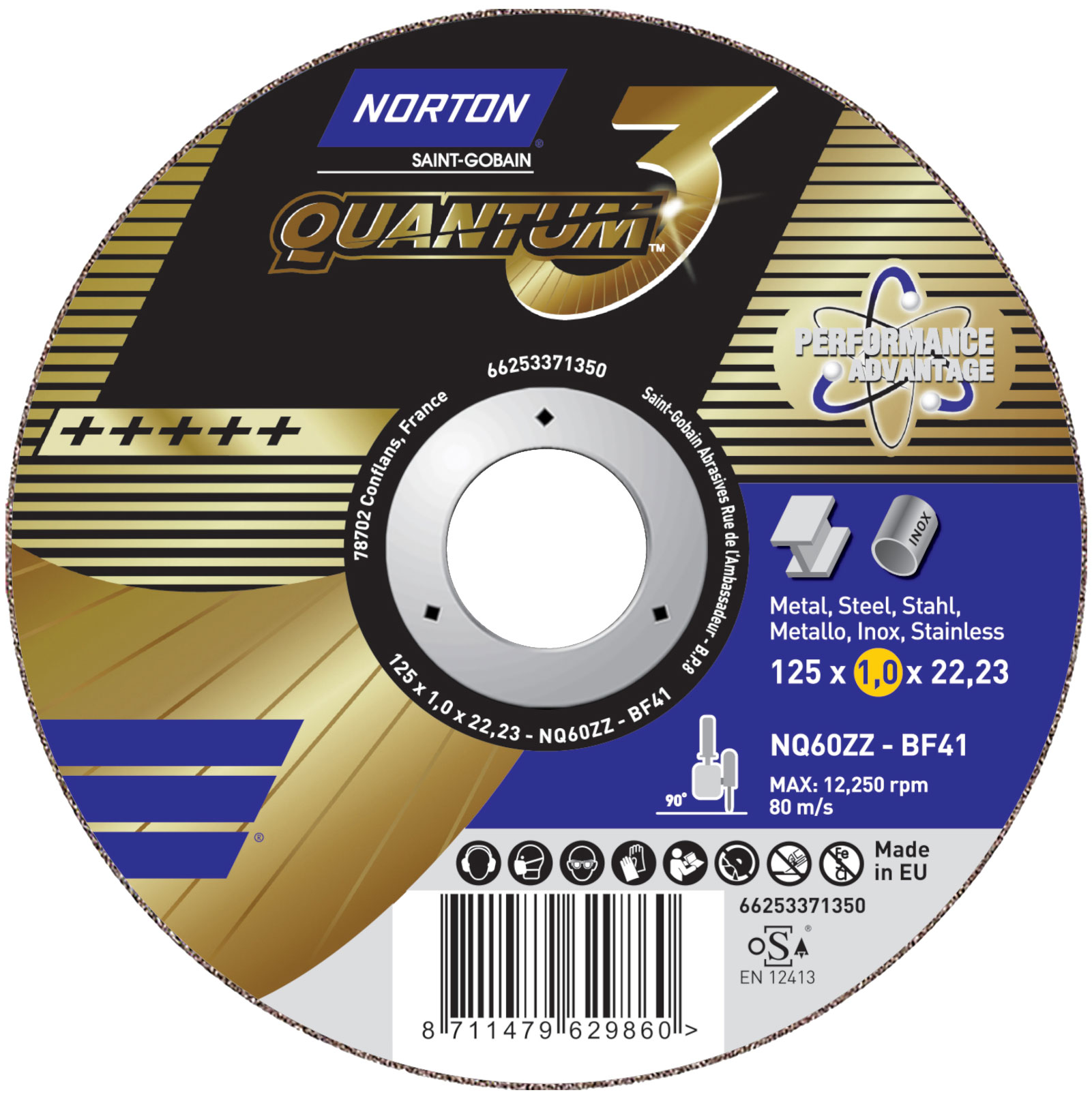 Trennscheibe NORTON QUANTUM3 für Metall/Inox