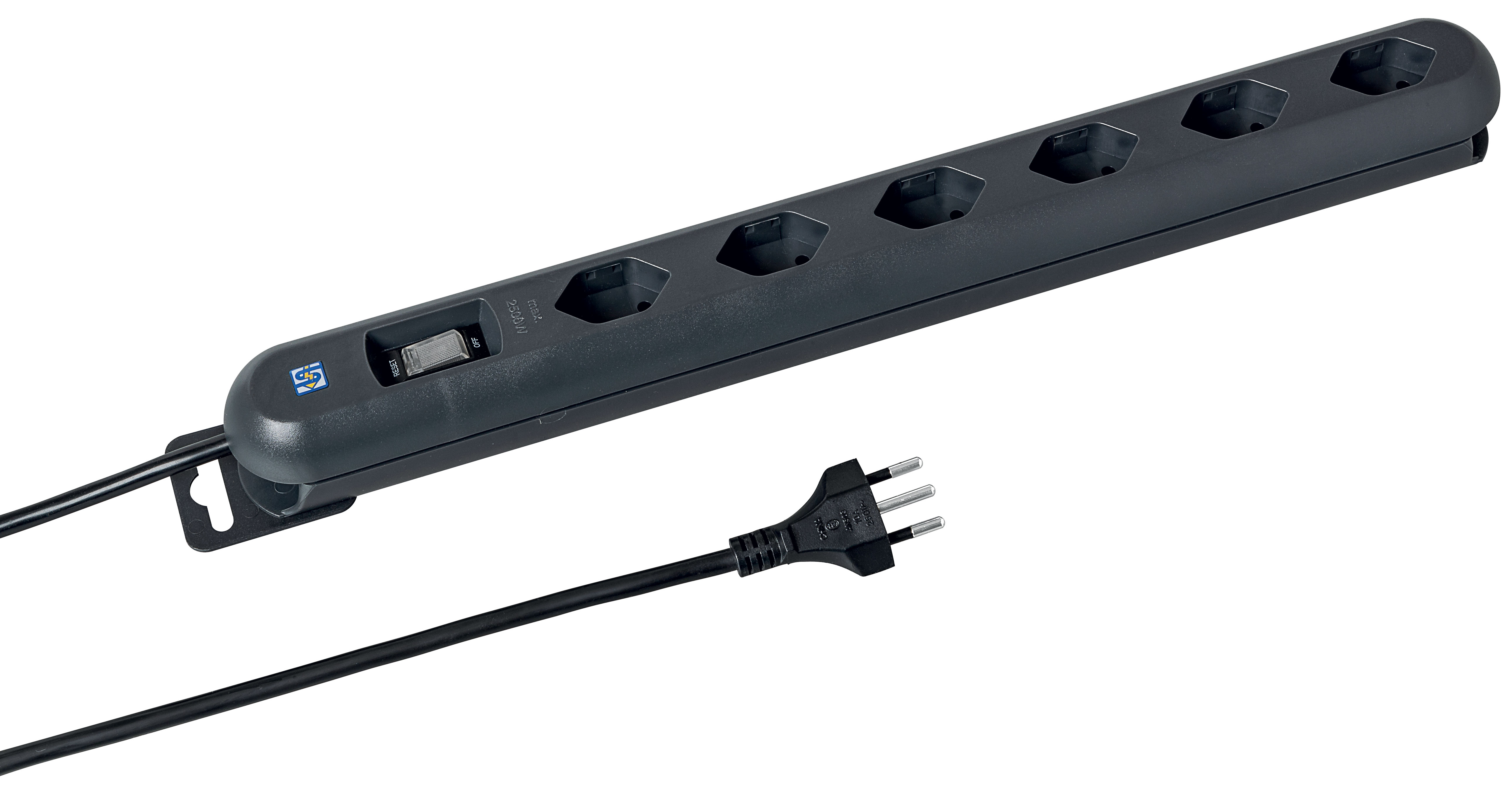 Steckdosenleiste Linea-Plus, 6 x T13 quer, mit Magnet