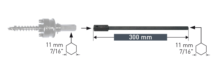 Verlängerung 300 mm für Bi-Metall-Lochsägen KARNASCH