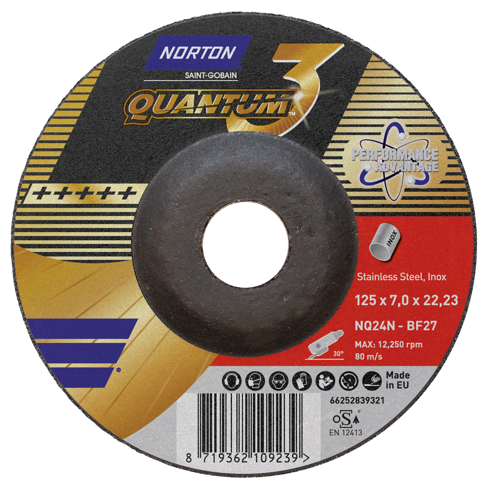 Schruppscheibe QUANTUM3 SOFT NORTON für INOX