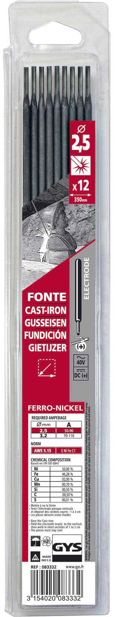 Elektrode für Gusseisen (Eisen-Nickel) GYS