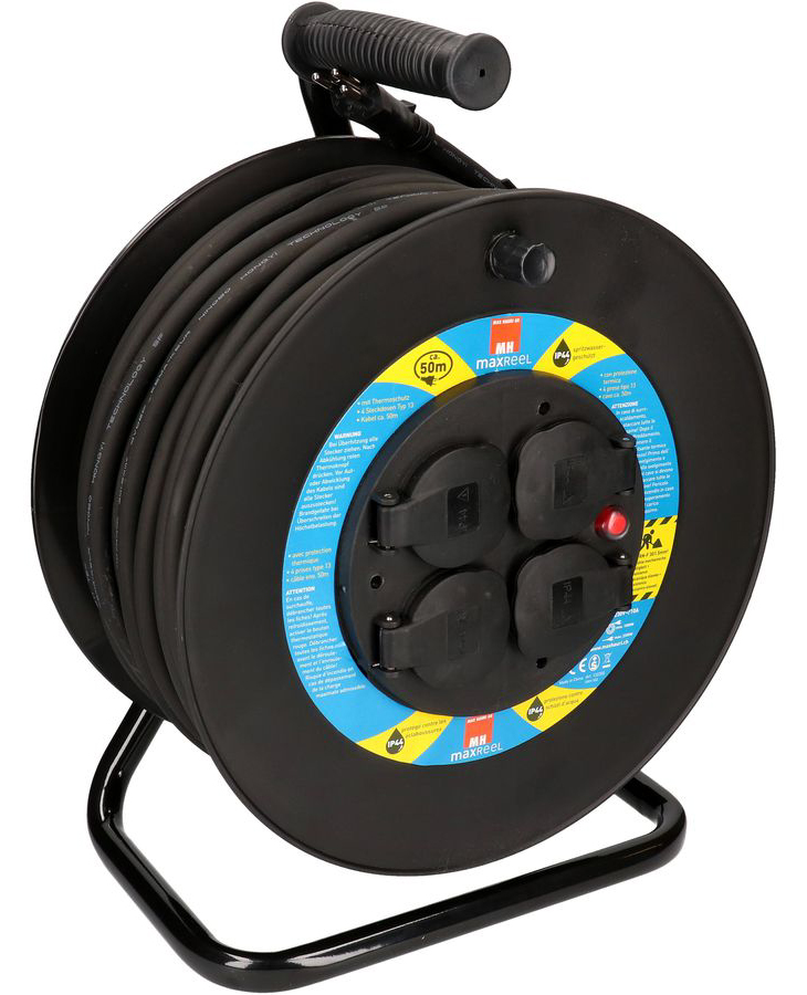 Kunststoff-Kabelrolle mit Gummikabel 50 m IP44