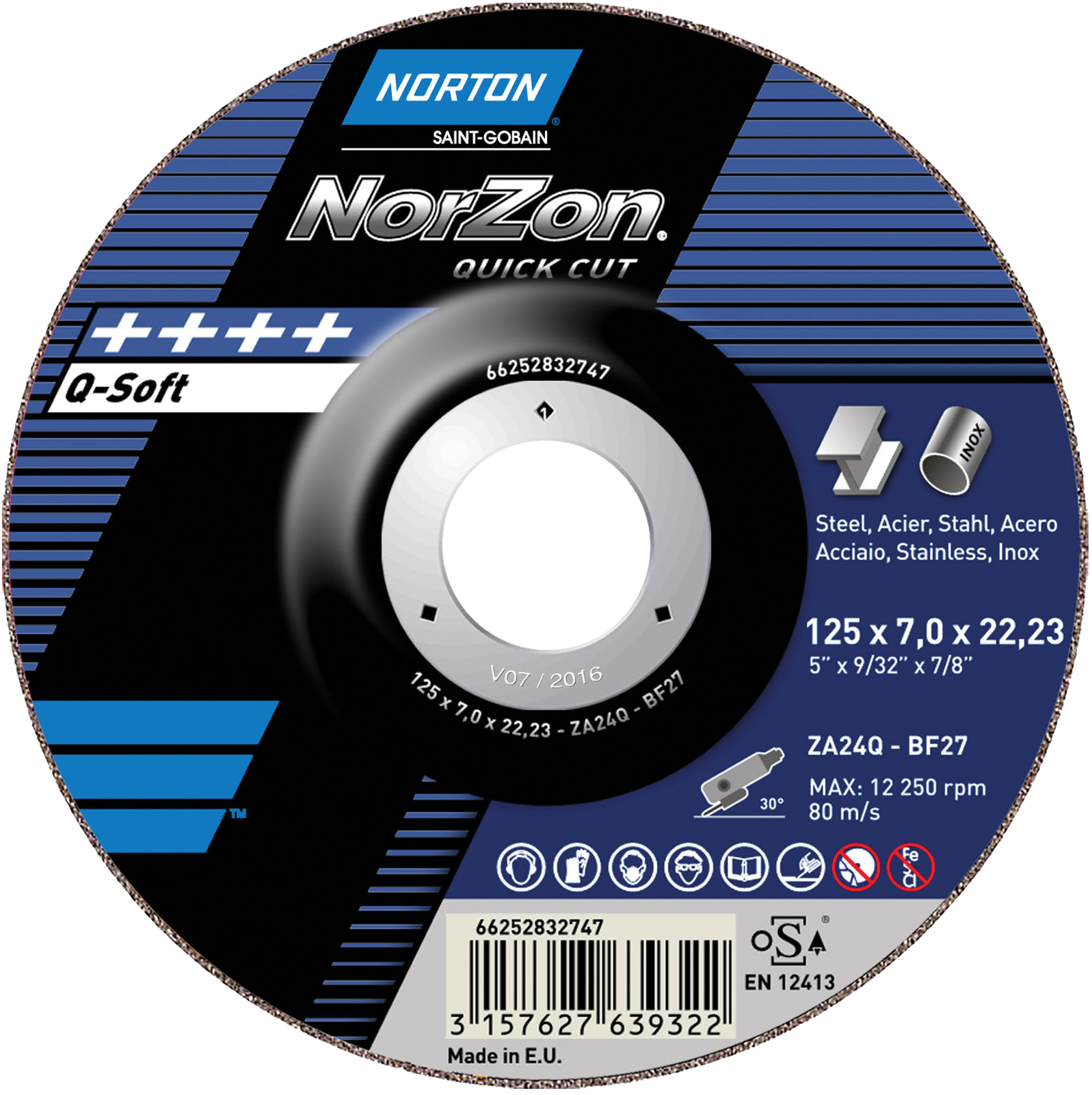 Schruppscheibe NORTON Quick Cut Q-Soft für Metall/Inox