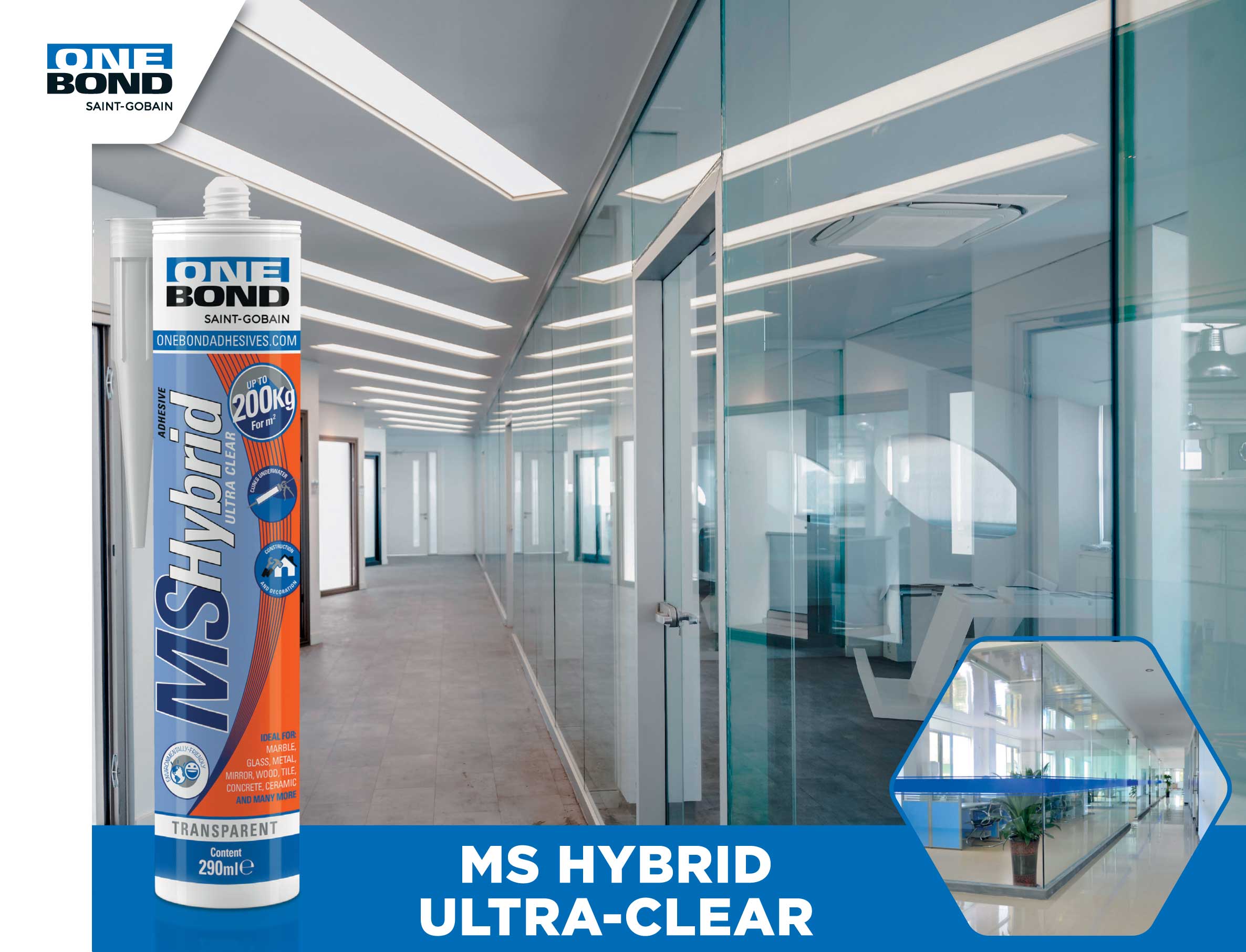 MS Hybrid Dicht- und Klebstoff OneBond ULTRA-CLEAR transparent, Kartusche à 280 ml
