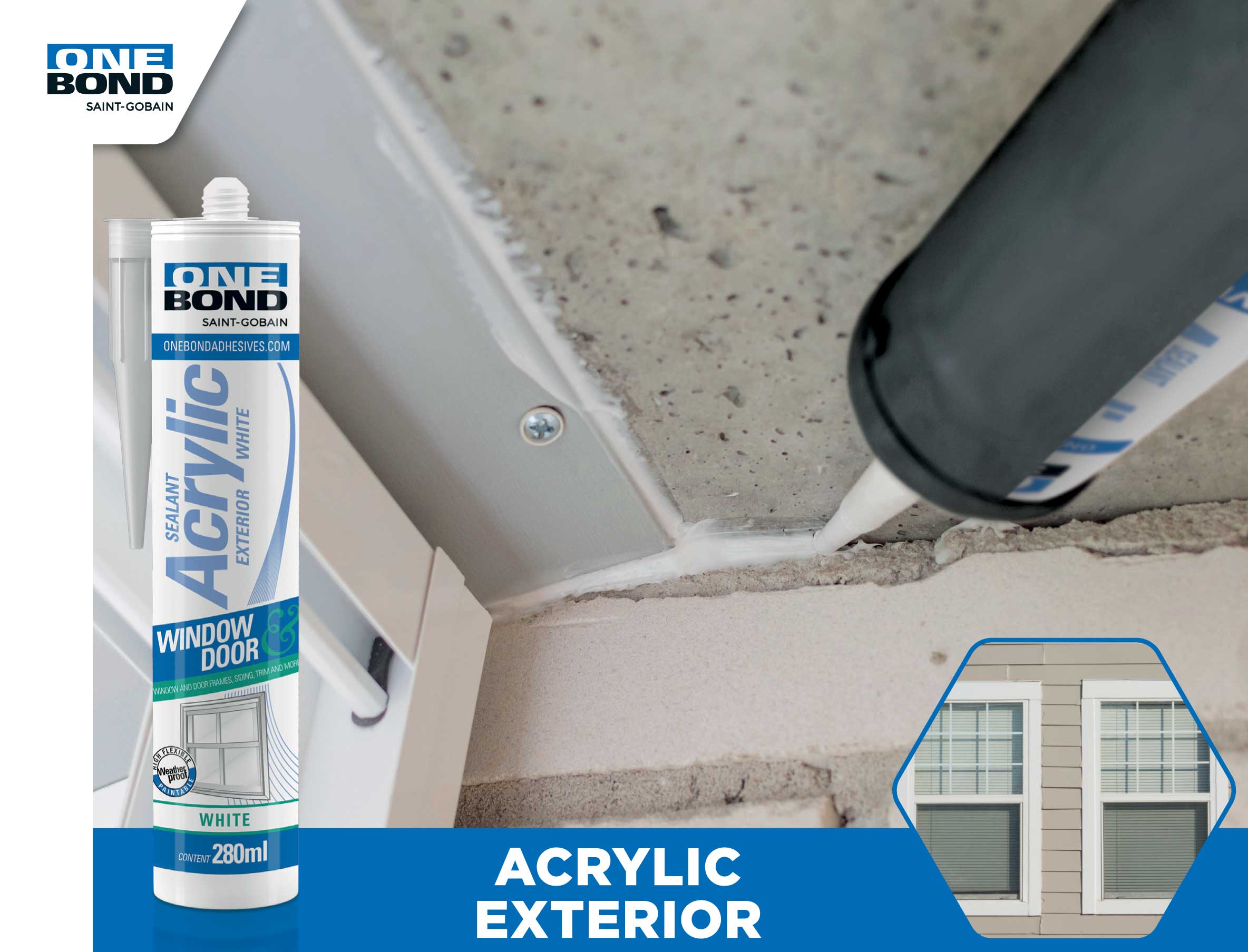 Acryldichtstoff OneBond ACRYLIC EXTERIOR weiss, Kartusche à 280 ml