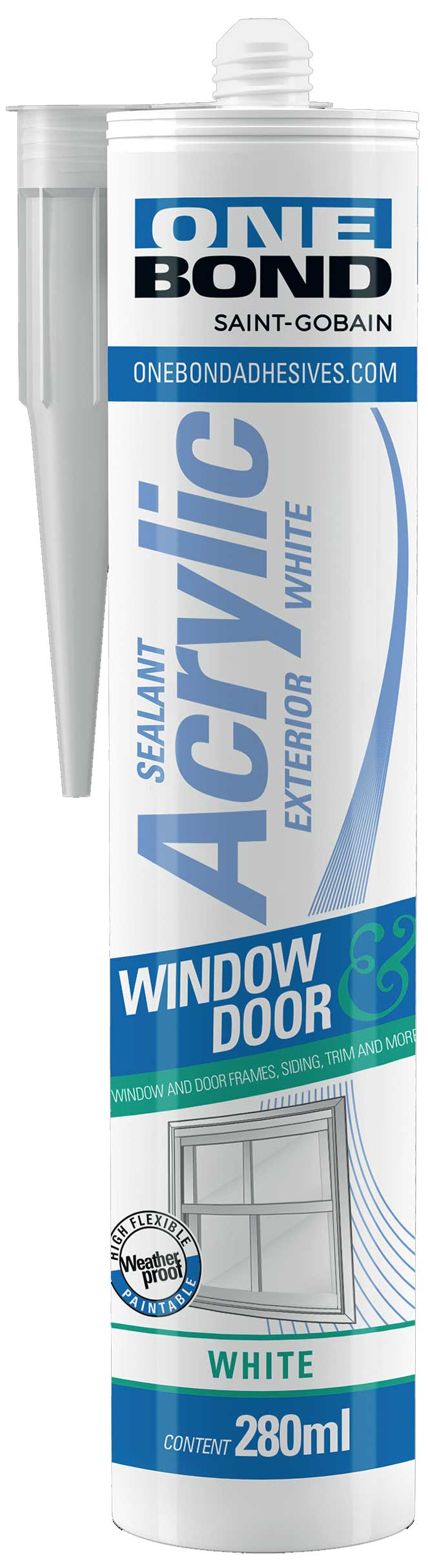 Acryldichtstoff OneBond ACRYLIC EXTERIOR weiss, Kartusche à 280 ml